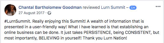 Screen Shot 2020-02-28 at 15.51.55 Credential from Chantal where she highlights the wealth of information. Quote, "Believe in yourself!"